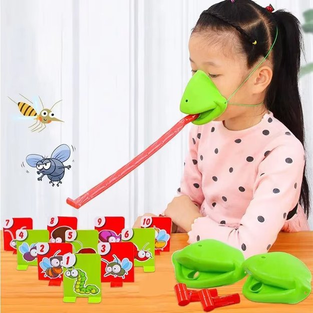 ĮGŪDŽIŲ ŽAIDIMAS GREITAS LIEŽUVIS VARLĖ GAUDYMAS VABZDŽIAI VARLĖ RINKINYS 4 ŽAIDĖJAMS 8