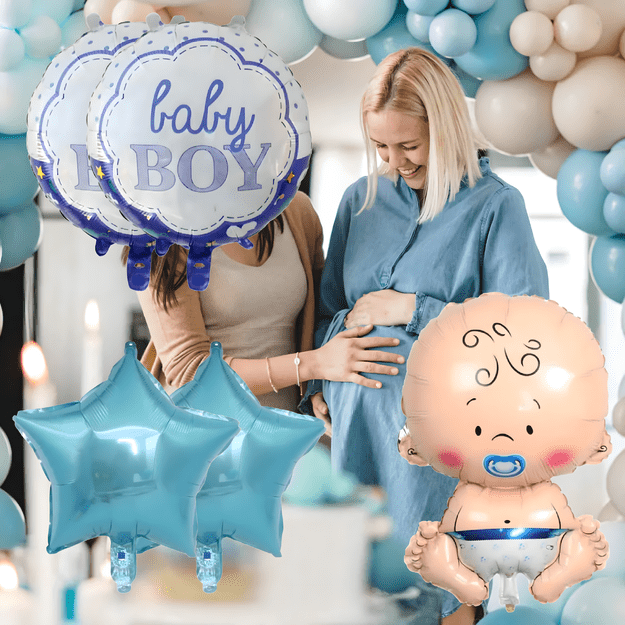 Balony na Baby Shower Bobas Chłopiec Baby Boy Zestaw 5 szt Gwiazdki Balon 7