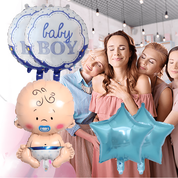 Balony na Baby Shower Bobas Chłopiec Baby Boy Zestaw 5 szt Gwiazdki Balon 6