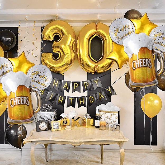 Zestaw Balonów Urodzinowych na Imprezę Kufel Piwa Cheers Urodziny Prezent 14