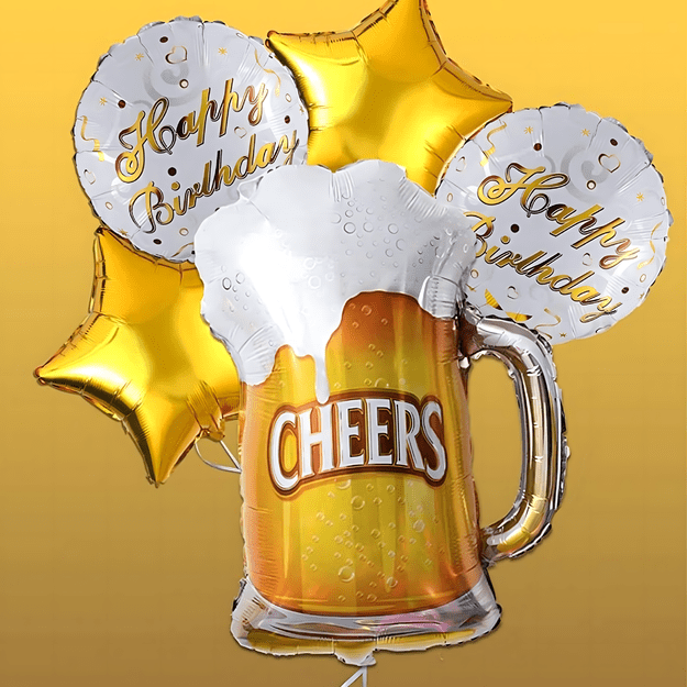 Zestaw Balonów Urodzinowych na Imprezę Kufel Piwa Cheers Urodziny Prezent 20
