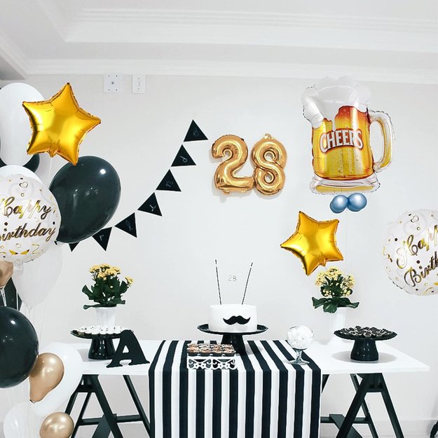 Zestaw Balonów Urodzinowych na Imprezę Kufel Piwa Cheers Urodziny Prezent 22