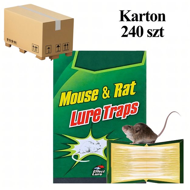 Karton 240 szt. Pułapka Myszołapka na Myszy Szczury Silny Klej Mocna Łapka Zapachowa Lep