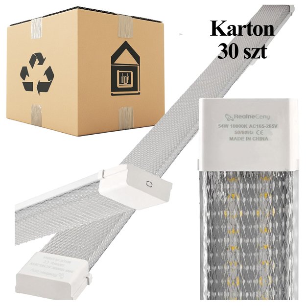 30x LAMPA LED PANEL SUFITOWA PLAFON NATYNKOWA OPRAWA ŚWIETLÓWKA 120cm 54W MOCNA