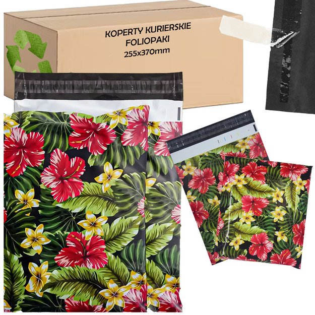 FOLIOPAKI KURIERSKIE MOCNE KOPERTY FOLIOWE 255x370 KWIATY 50szt