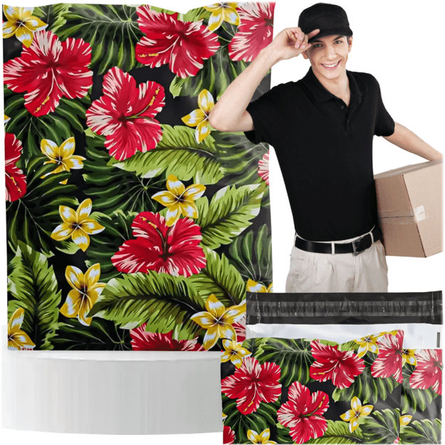 KURJERIO FOLIJOS PAKUOTĖS STIPRUS FOLIJOS VOKAI 255x370 GĖLĖS 50 vnt.