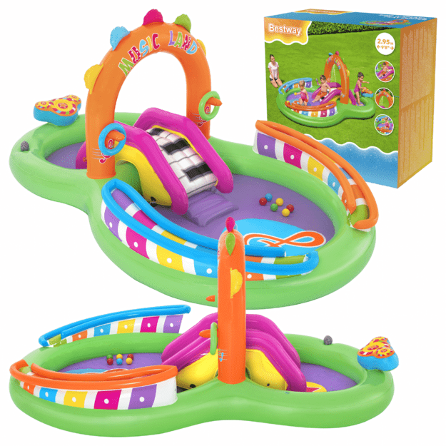 „Bestway 53117“ pripučiama muzikinė žaidimų aikštelė su čiuožykla, 295 x 190 x 137 cm