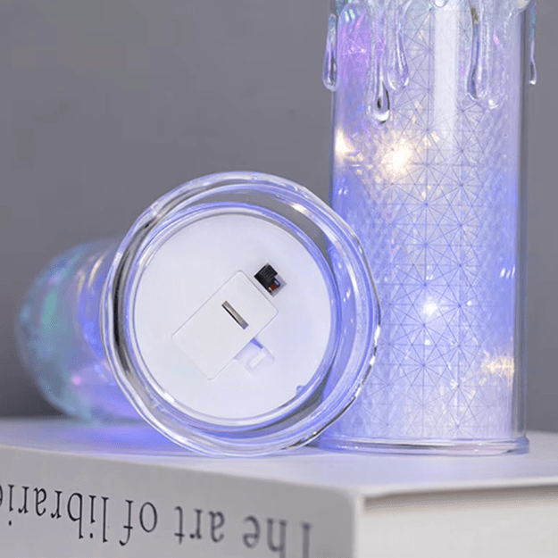 12x Świeczka Elektryczna Wkład do Zniczy 19,5cm Świeca Led na Baterie Brokatowa 4