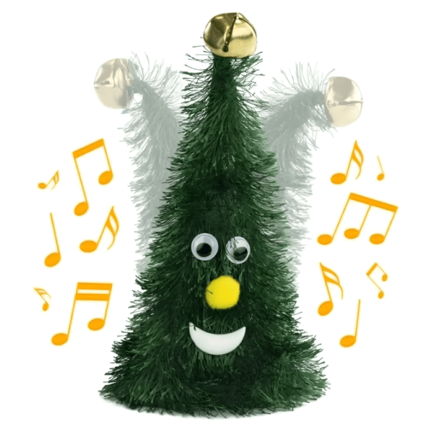 Laulva laulva tantsiva naljaka jõulukuusekaunistusega