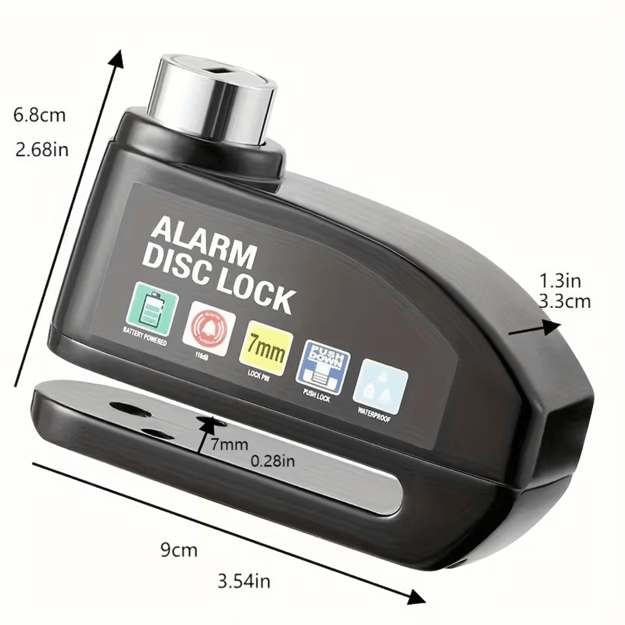 Blokada Zabezpieczenie na Tarczę Hamulcową 110dB 7 mm Skuter Motor Rower