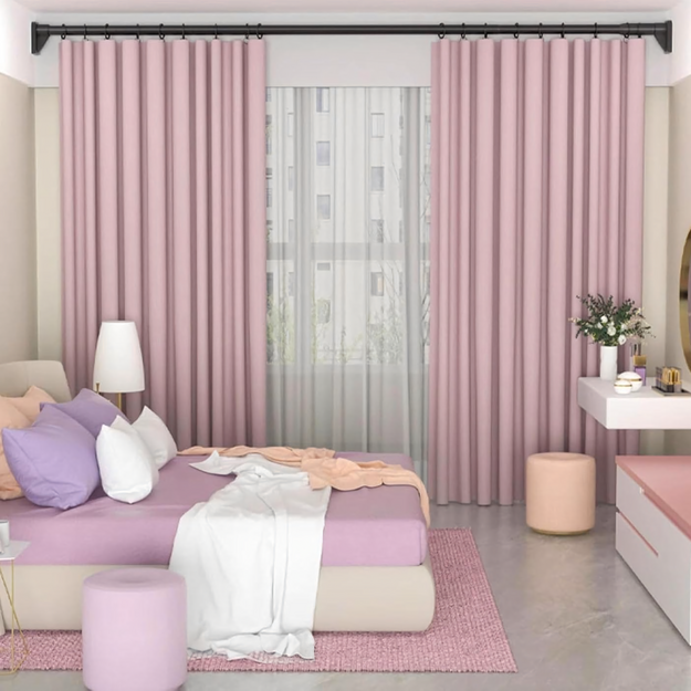 Teleskopisks aizkaru stieņa drēbju pakaramais dušas stienis 115-255