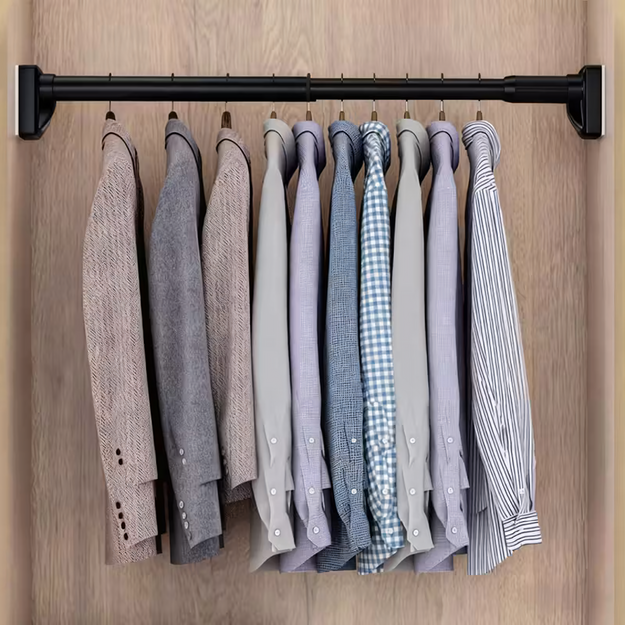 Teleskopisks aizkaru stieņa drēbju pakaramais dušas stienis 115-255