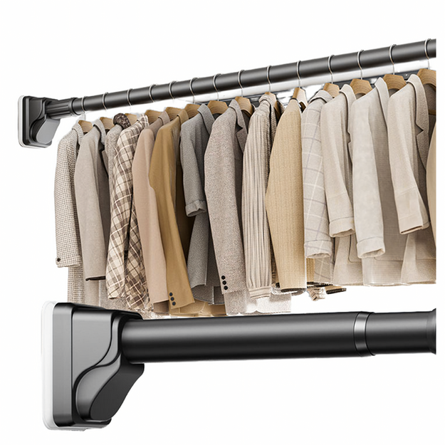 Teleskopisks aizkaru stieņa drēbju pakaramais dušas stienis 115-255