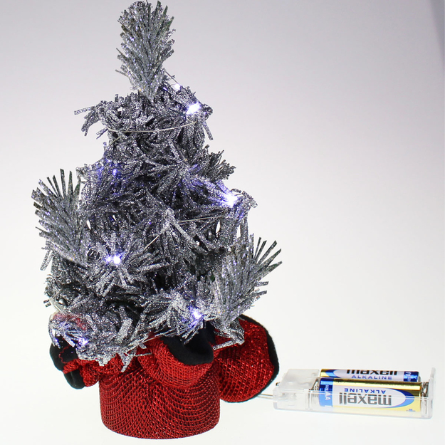 Ziemassvētku eglītes dekoratīvās LED lampiņas, mākslīgās, sudraba krāsas, 20 cm