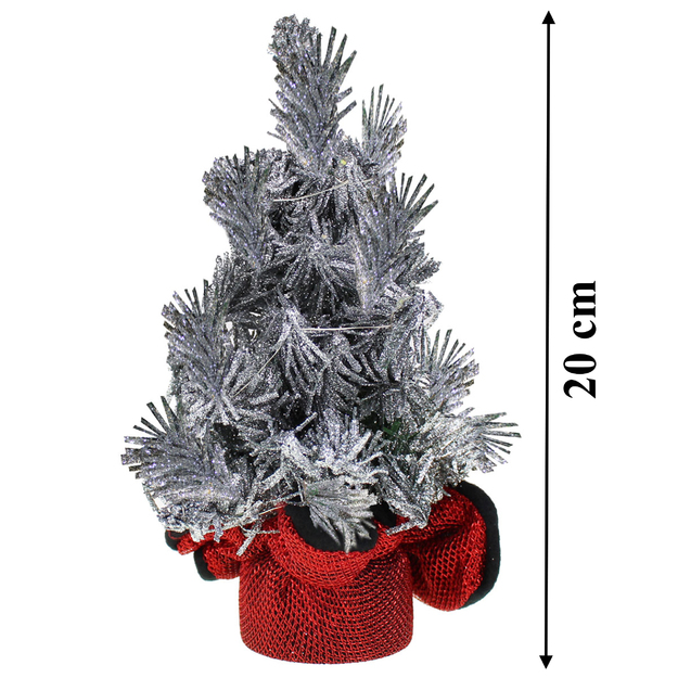 Ziemassvētku eglītes dekoratīvās LED lampiņas, mākslīgās, sudraba krāsas, 20 cm
