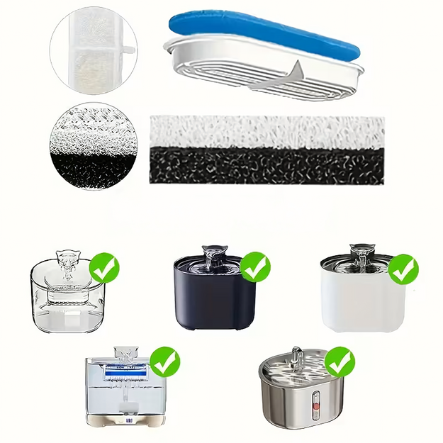 Rezerves filtru komplekts strūklakām, dzeramajām strūklakām, dzirdinātavām suņiem un kaķiem, 8 gab.