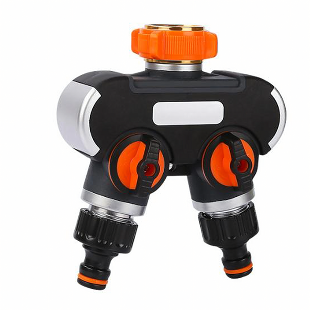 Divvirzienu dārza šļūtenes krāna šļūtenes savienotājs ar vārstiem