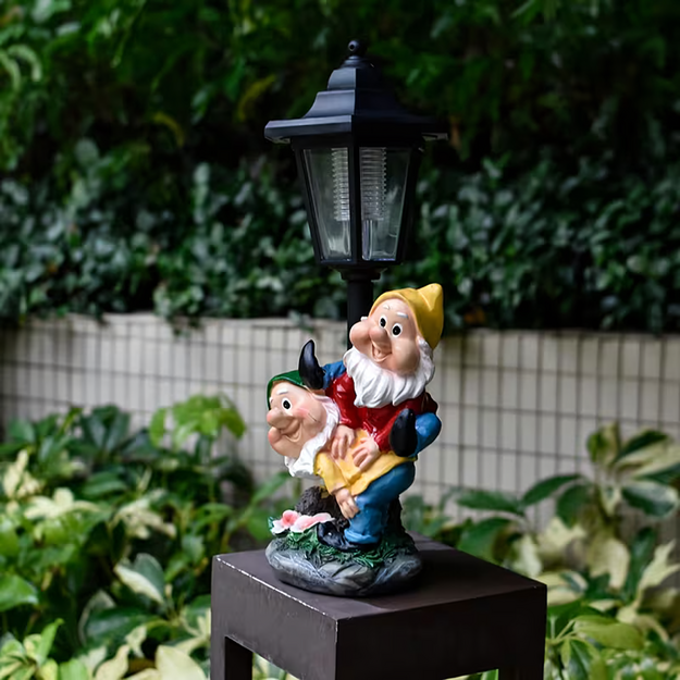 Saules dārza lampas dekorācijas ornamenta skulptūras figūriņas rūķu LED rūķīši