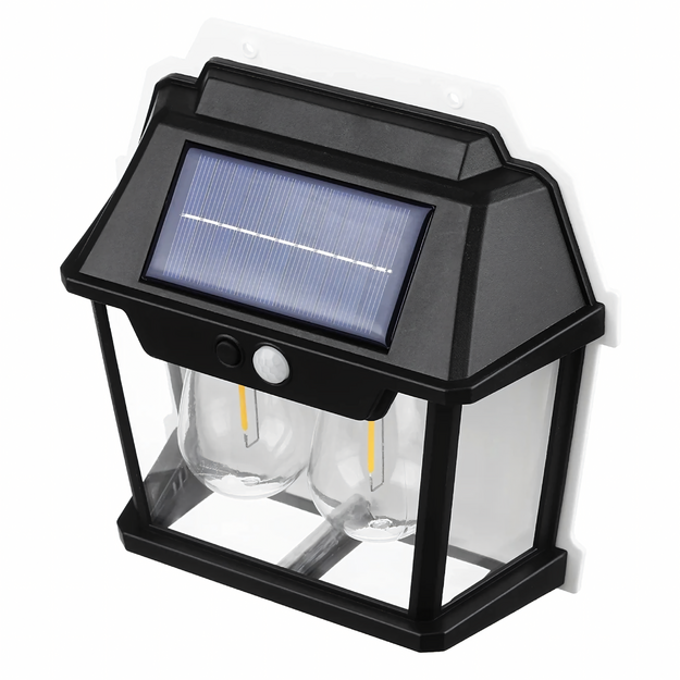 Dubultā saules LED dārza sienas lampa ar kustības sensoru