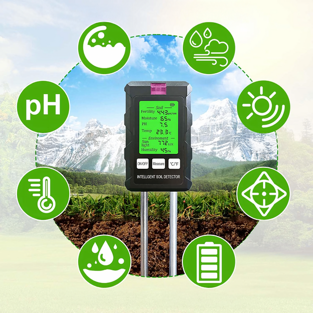 Acidometras Dirvožemio testeris Sodo dirvožemio pH Dirvožemio substrato matuoklis 6 viename