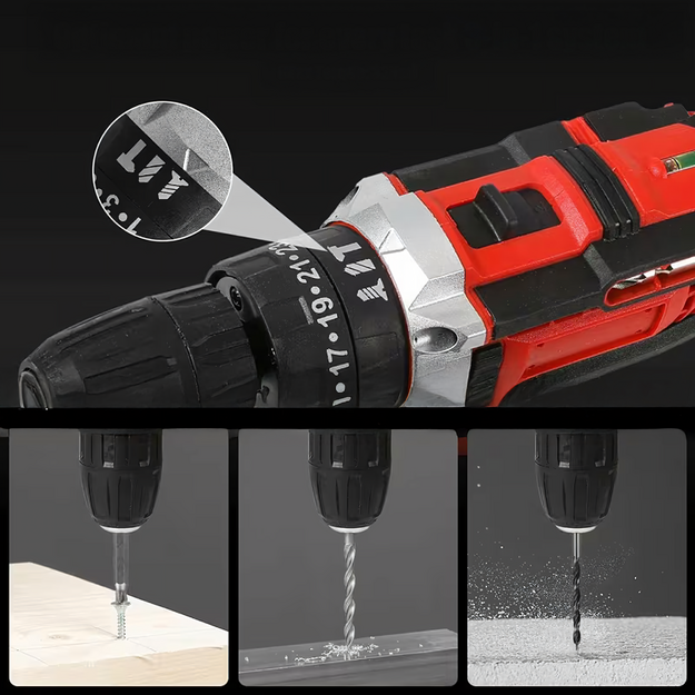 Akumuliatorinių gręžtuvų-suktuvų dėklas 2 x Aku 18V LED + priedai