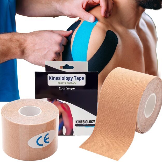Kineziologinis teipavimas, pleistrai, „Kinesio Sport Pro Tape“, 5Mx5CM