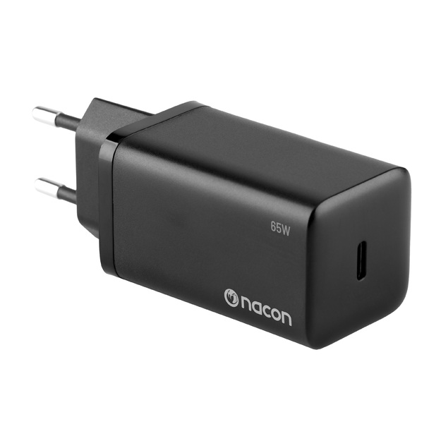 Nacon - 65W AC-adapter til Nintendo Switch II – 65W Ladeeffekt – Aftageligt 1,5 m USB-C Kabel (Sort)