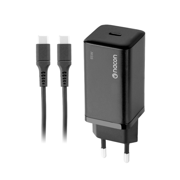 Nacon - 65W AC-adapter til Nintendo Switch II – 65W Ladeeffekt – Aftageligt 1,5 m USB-C Kabel (Sort)