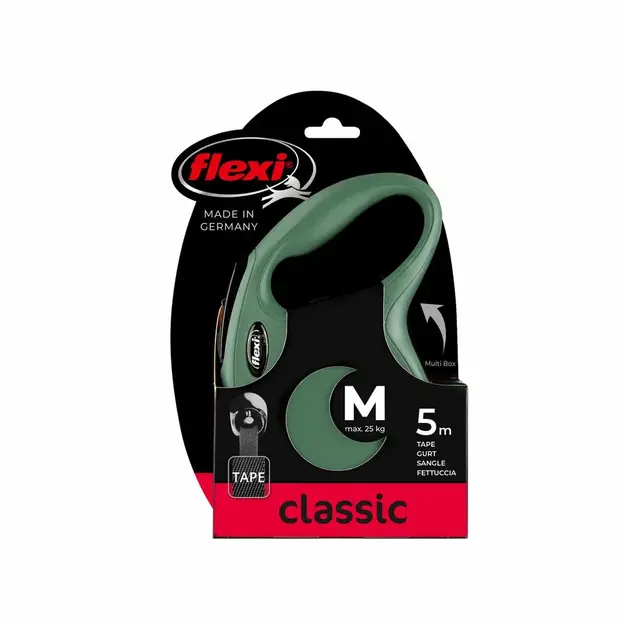 Flexi - Koppel New Classic - M - 5m Band - Olive - Max 25kg