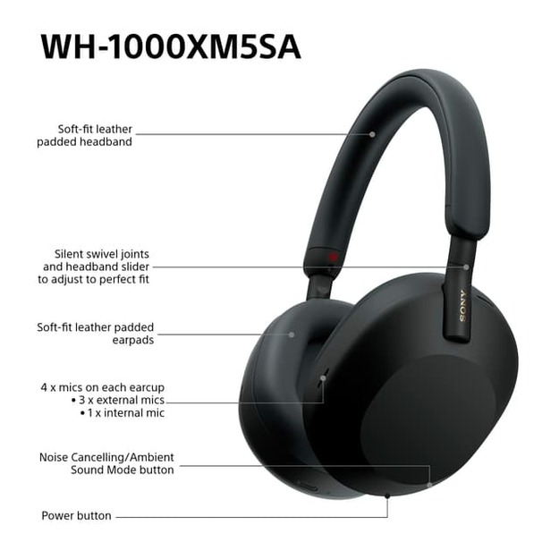 Sony - WH-1000XM5SA wireless over-ear headphones Black