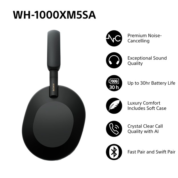 Sony - WH-1000XM5SA wireless over-ear headphones Black