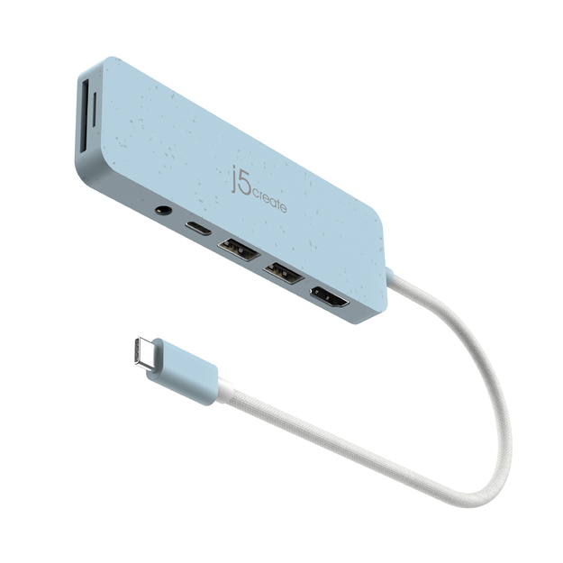 J5create - Eco-Friendly USB-C Multi-Port Hub With Power Delivery - Cyan