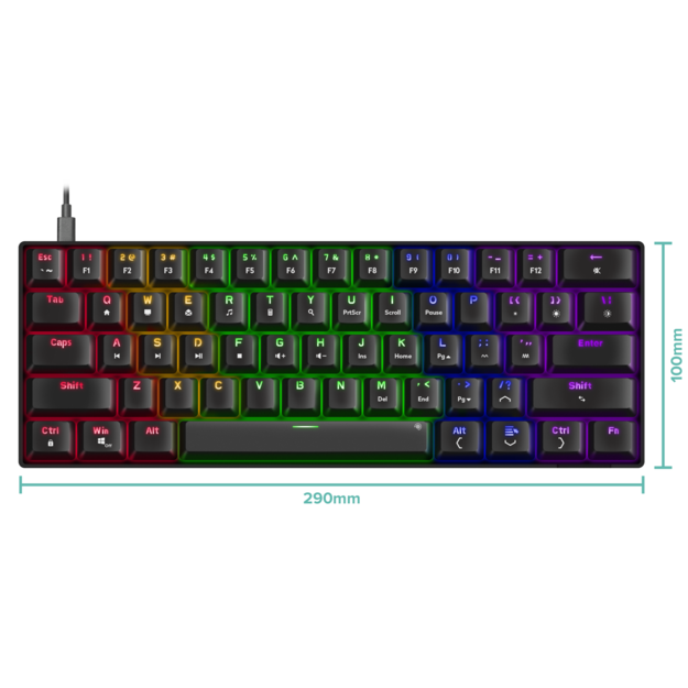 Speedlink - ATMOS RGB Rainbow Mechanical 60% Gaming Keyboard with brown switches, black - US layout