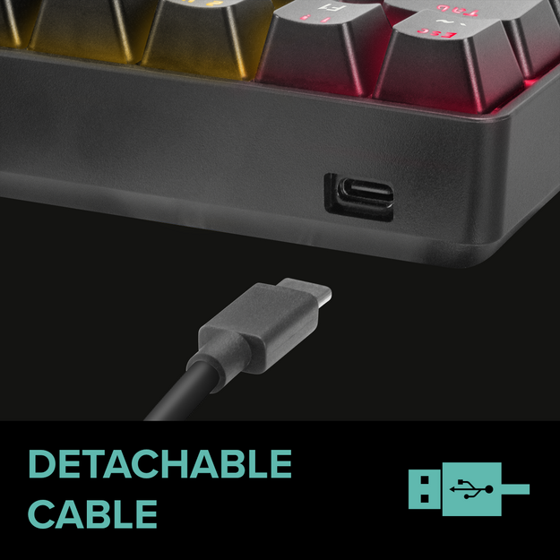 Speedlink - ATMOS RGB Rainbow Mechanical 60% Gaming Keyboard with brown switches, black - US layout