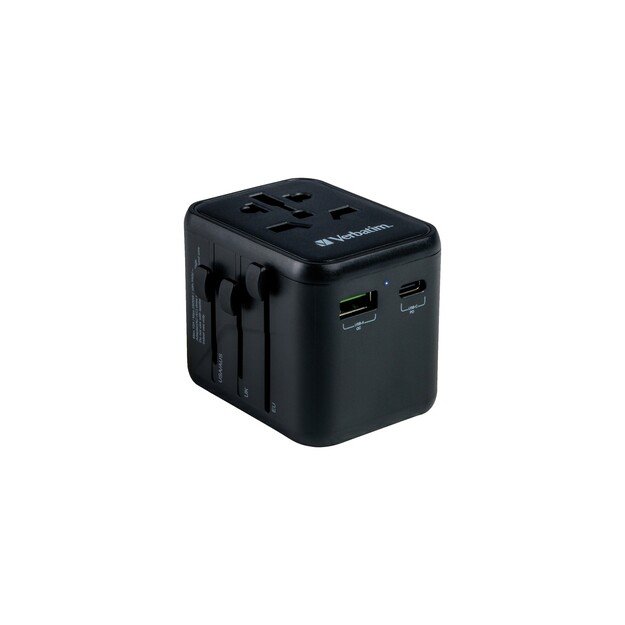 Verbatim - Universal Travel Adapter UTA-02 PD20W/QC / 1xUSB / 1xType-C