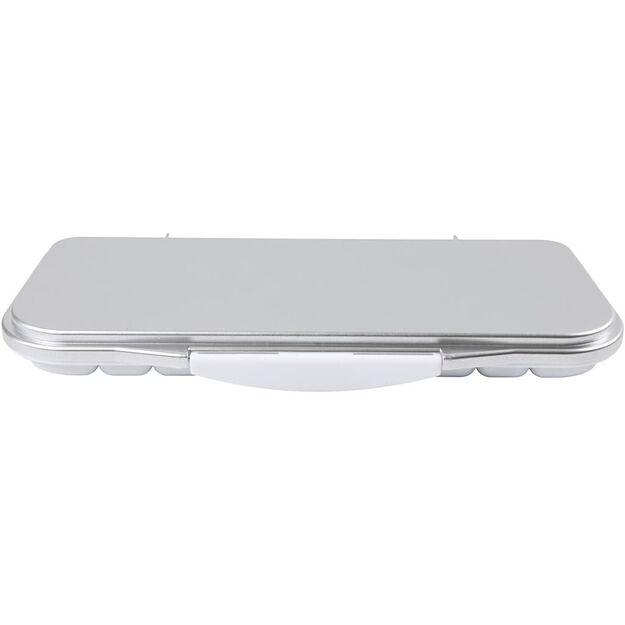 Paint Palette with Lid - size 27x12,7x2,3 cm - silver - white (10331)