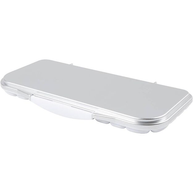 Paint Palette with Lid - size 27x12,7x2,3 cm - silver - white (10331)