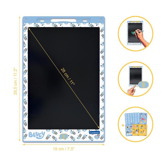 Lexibook - Bluey 11’’ multicolor learning drawing E-ink tablet with stencils (CRT10BY)