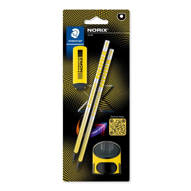 Staedtler - NORIX Pencil Set,  2 pencils, eraser and sharpener -  Yellow  (181 SBK2-1)