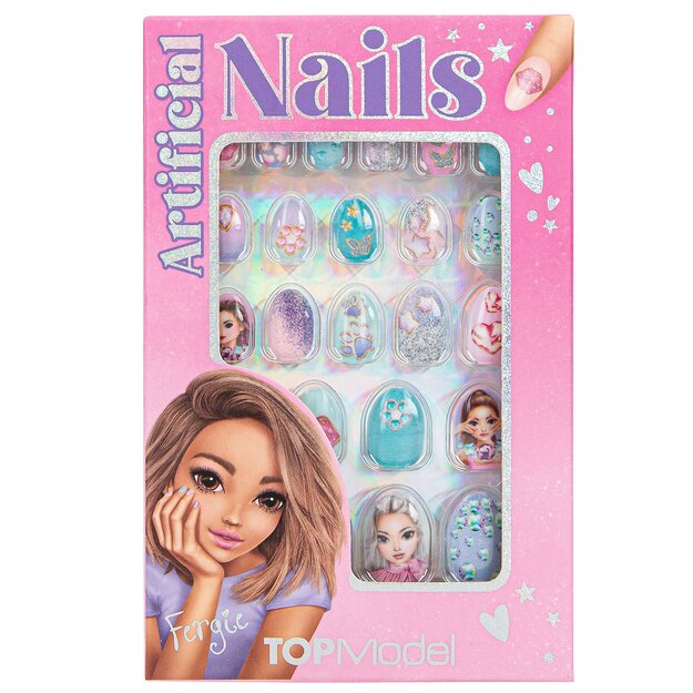TOPModel - Artificial Nails Glitter BEAUTY and ME - Turquoise and Pink