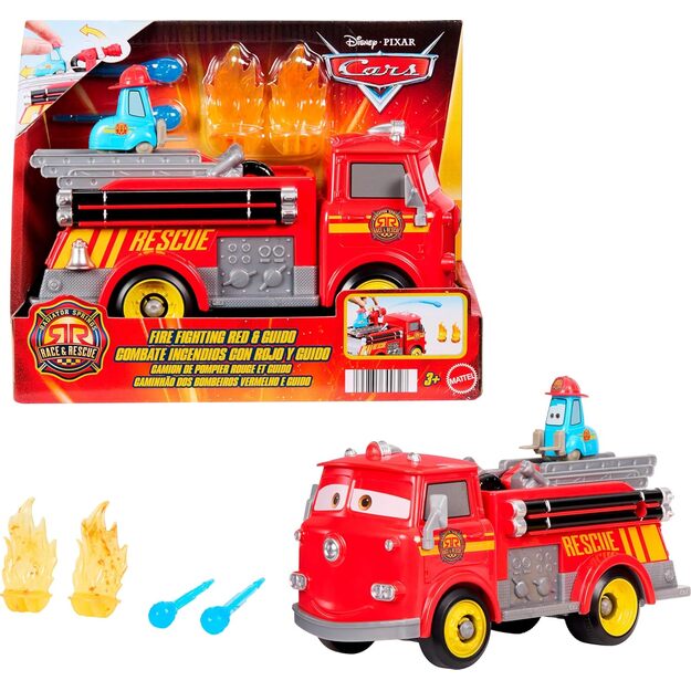 Disney Cars - Radiator Springs Race & Rescue Fire Fighting Red & Guido Playset (JFL54)