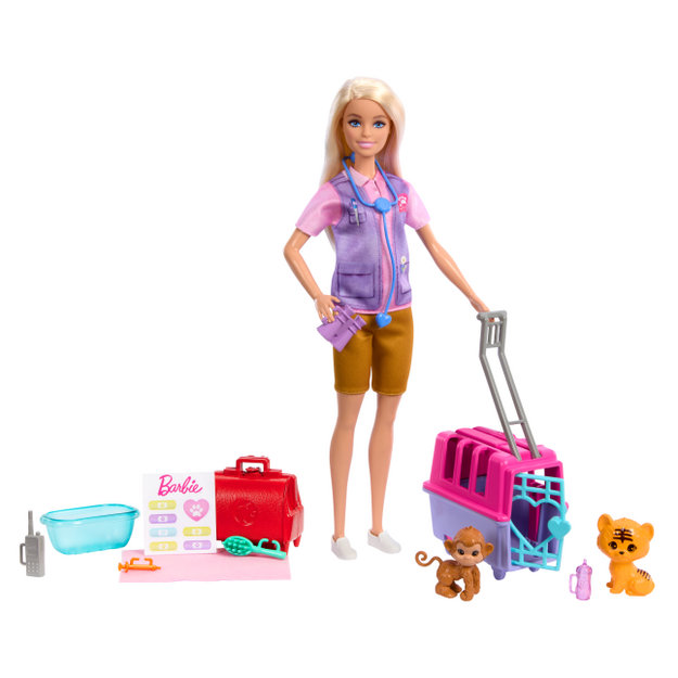 Barbie - Animal Rescue & Recovery - Playset With Blonde Doll, 2 Animal Figures & Accessories (HRG50)