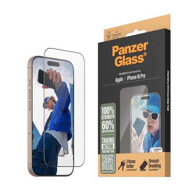 PanzerGlass - Screen Protection - iPhone 16 Pro - Ultra Wide Fit