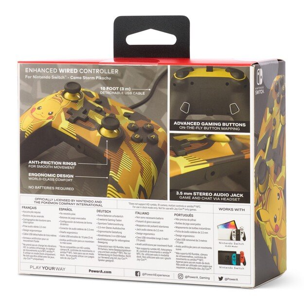 PowerA Enhanced Wired Controller - Nintendo Switch - Camo Storm Pikachu
