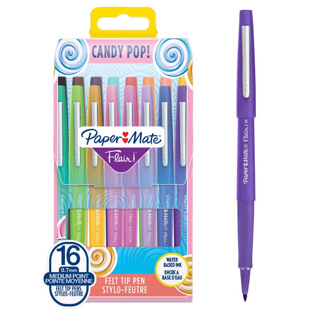 Paper Mate - Flair Felt Tip Pens - Candy POP Assorted Colours - 16 Count