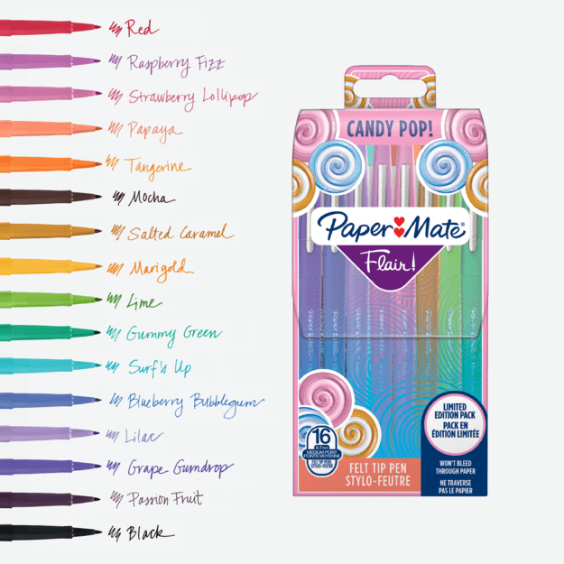 Paper Mate - Flair Felt Tip Pens - Candy POP Assorted Colours - 16 Count 1