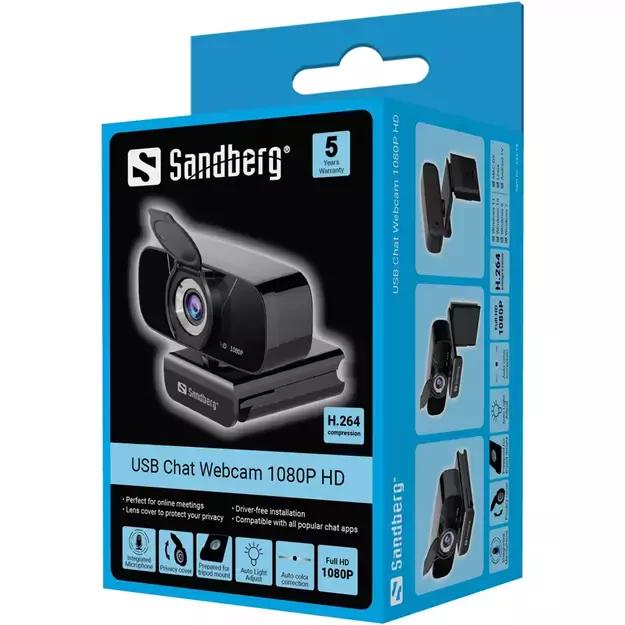 Sandberg - USB Chat Webcam 1080P HD 2