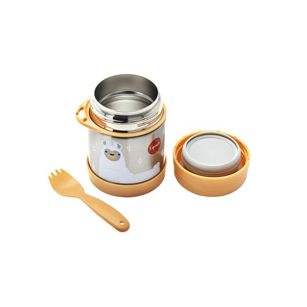3 Sprouts - Stainless Steel Food Jar and Spork - Peach Llama 2