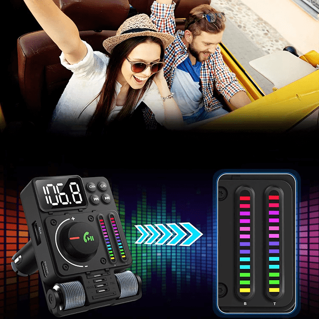 Transmiter Samochodowy Nadajnik Radio Fm Bluetooth 5.3 PD 30W Ładowarka  1