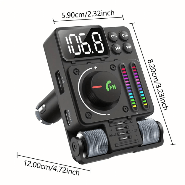 Transmiter Samochodowy Nadajnik Radio Fm Bluetooth 5.3 PD 30W Ładowarka  11
